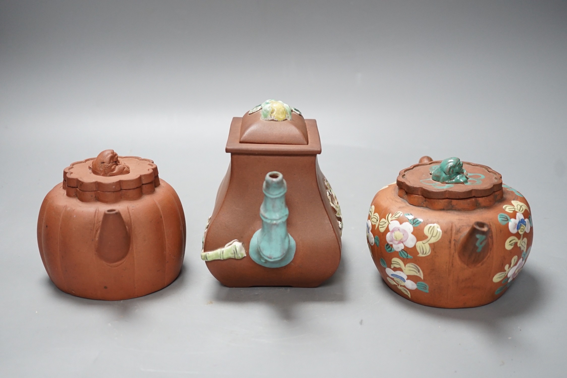 Three Chinese Yixing teapots, 19th/early 20th century